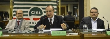 da sinistra, bruno pinto (segretario nazionale), giuseppe marinaccio (segretario regionale), giovanni punzi (segretario slp cisl brescia valle camonica)