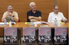 alfonso rossini (fnp cisl brescia) al centro, con beltrami (spi) e bolognesi (uilp)