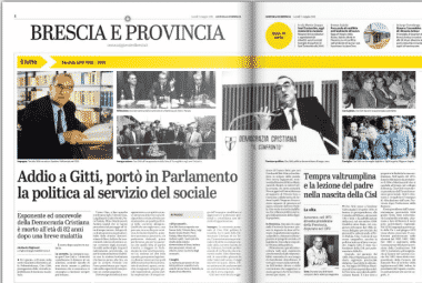 Il Giornale di Brescia dedica al ricordo di Gitti una doppia pagina